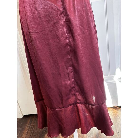 Lulu’s Faux Wrap Dress Burgandy NWT Small Bridal Shower Baby Shower Garden Party - Picture 8 of 9